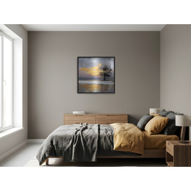 Picture in a black frame, metal tree abstraction, living room, bedroom, 30x30