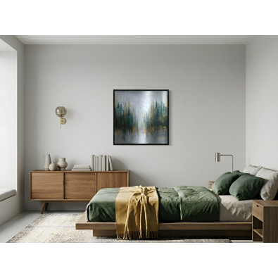 Painting in a black frame, metal forest, abstract, loft, living room, bedroom, 30x30