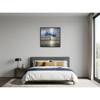 Picture in a black frame, metal tree abstraction, loft, living room, bedroom, 30x30