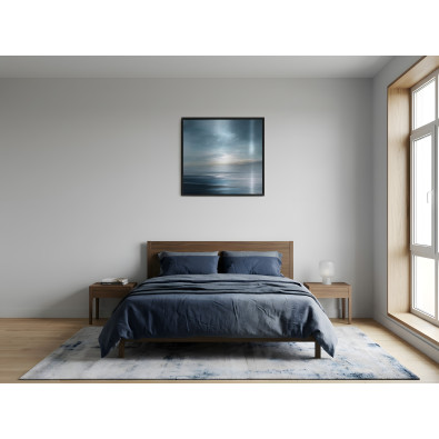 Picture in a black frame, metal sea abstraction, loft, living room, bedroom, 30x30