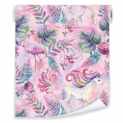 Wallpaper for girls, unicorns, flowers