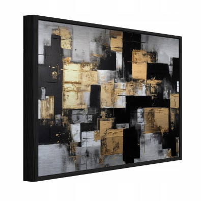F&eacute;mre nyomtatott k&eacute;p fekete keretben &ndash; absztrakt, loft st&iacute;lus&uacute;, nappali vagy h&aacute;l&oacute;szoba, 120x80