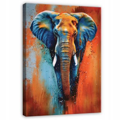 Concrete Elephant Abstract Modern Art Print on Canvas (40x30) for the Bedroom or Living Room
