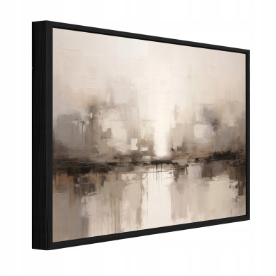 Black framed canvas painting, abstract boho style, living room, bedroom, 60x40