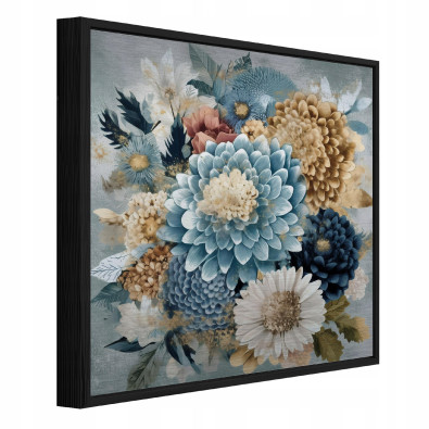 Picture in a black frame, metal flowers, abstract, loft, living room, bedroom, 80x80