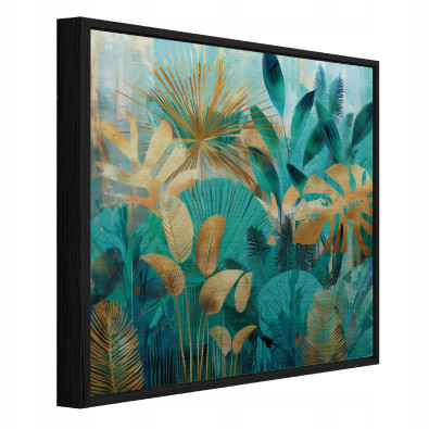 Picture in a black frame, metal leaves, jungle, loft, living room, bedroom, 30x30