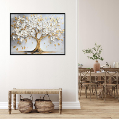 Black framed canvas painting, tree, abstract, living room, bedroom, 120x80