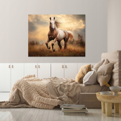 Painting of a galloping horse, animal art for the bedroom, living room, or kitchen, on canvas, 120x80