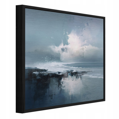 Picture in a black frame, metal abstraction, sea, loft, living room, bedroom, 30x30