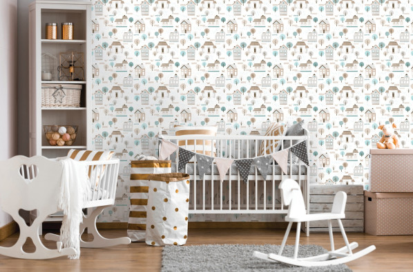 Wallpaper for children, Scandinavian style, roll