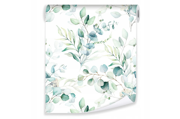 3D green leaf wallpaper, non-woven wallpaper