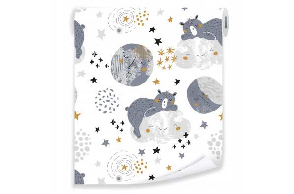 Wallpaper for children animals stars clouds roll