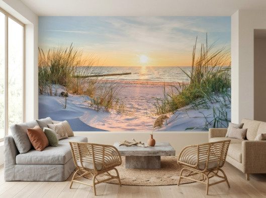 Photo wallpaper beach sea dunes Baltic Sea view for bedroom living room wallpaper