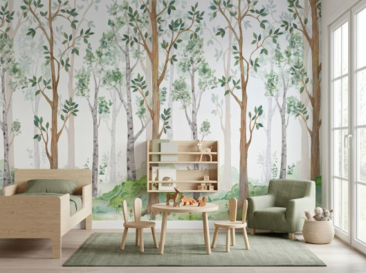 Forest wall mural for children, wallpaper for children's room, non-woven fabric, 400x280