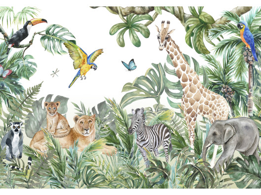 Wall mural for children forest animals jungle safari children's wallpaper