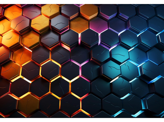 3D hexagon wall mural for boys, wallpaper for walls, 400x280