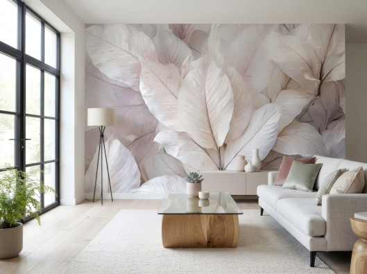 3D abstract gray leaf wall mural for the bedroom or living room, 400x280