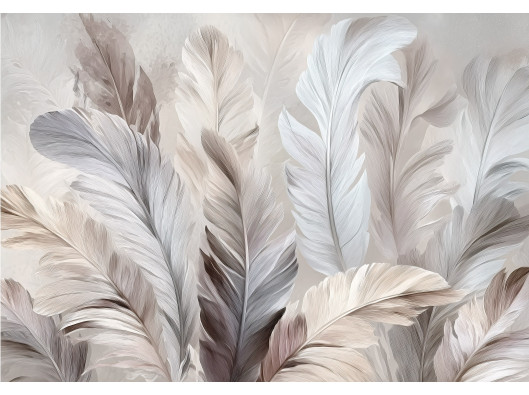 Boho abstract feather wall mural for the bedroom or living room