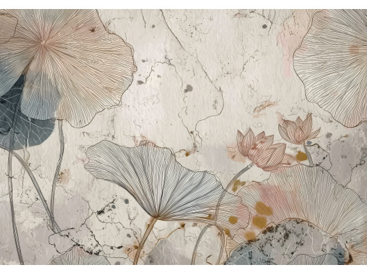 Abstract concrete flower wall mural for the bedroom or living room