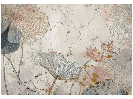 Concrete flowers abstract wall mural for bedroom or living room, 400x280