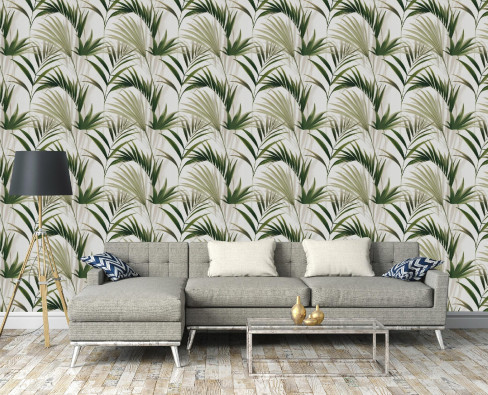 Boho tropical grass leaf wallpaper on non-woven fabric for living room and bedroom walls