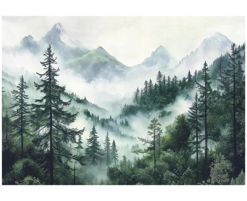 Wall mural forest in fog trees mountains bedroom living room wallpaper non-woven 400x280