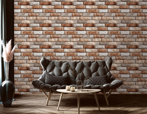Brick-patterned wallpaper on non-woven backing for living room and bedroom walls