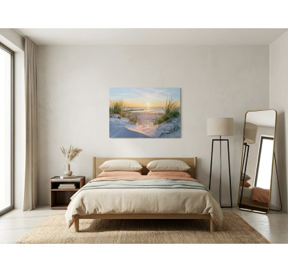 3D beach and sea painting on canvas for the living room, 60x40