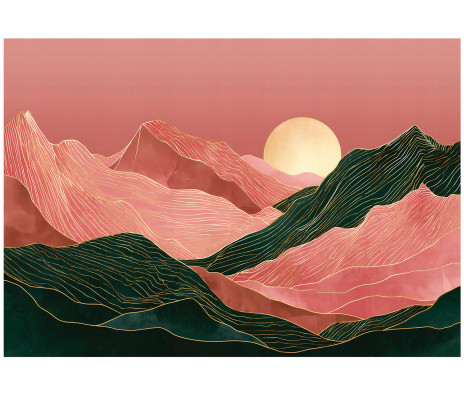 Art Deco abstract landscape wall mural for bedroom or living room, 400x280