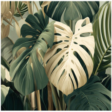 Monstera leveles fotófalikép, zöld, hálószoba, nappali, flizelin hátterű tapéta, 150x105
