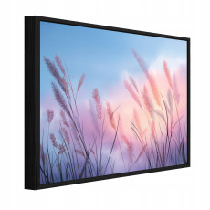 Fekete keretes vászonkép, pampasfű, rózsaszín, nappali/hálószoba, 120x80