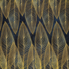 Fotótapéta arany levelek sötétkék glamour art deco vonalak nappali