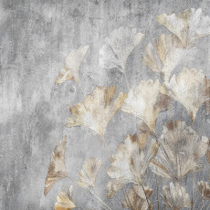 Fotótapéta ginkgo levelek arany beton szürke loft nappali