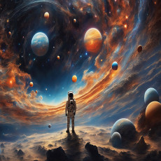 Fényképes tapéta: űrhajós, bolygó, galaxis – tapéta kisfiúknak