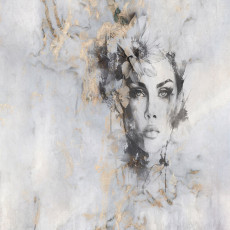 Fotófalikép: női arc, arany márvány, hálószobába vagy nappaliba, 150x105 cm