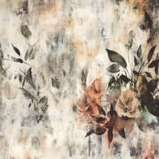 Vintage virágos fotótapéta, bézs színű betonhatású, hálószobába vagy nappaliba, 150x105 cm