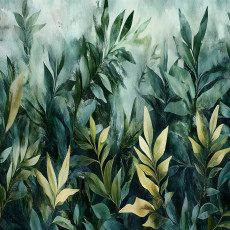 Zöld leveles természeti fotótapéta hálószobába vagy nappaliba, 150x105 cm-es falitapéta