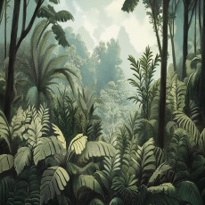 Fotófalikép: dzsungel, erdő, zöld; hálószoba, nappali; flizelin hátterű tapéta, 150x105 cm