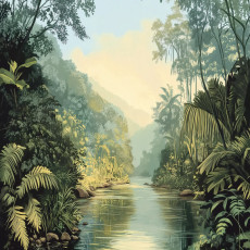 Fotófalikép: dzsungel, természet, zöld; hálószoba, nappali; flizelin hátterű tapéta, 150x105 cm