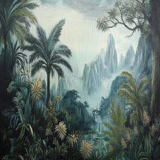 Dzsungel témájú fotótapéta, hegyi tájkép, hálószoba, nappali, flizelin hátú tapéta, 150x105 cm