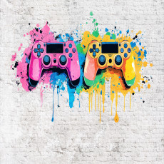 Gyerekfotófalikép fiúknak: pad, gaming, graffiti, flizelin hátterű tapéta, 150x105 cm