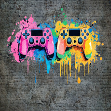 Fotófalikép fiúknak: pad, gaming, graffiti, gyerekek, flizelin hátterű tapéta,