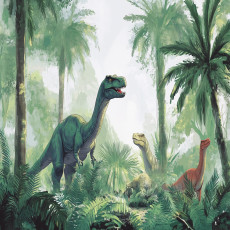 Fotófalikép fiúknak: dinoszaurusz, dzsungel, erdő, flizelin hátterű tapéta, 150x105 cm