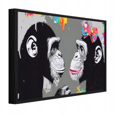 Fekete keretes vászonkép: majom, graffiti, nappali, hálószoba, 60x40