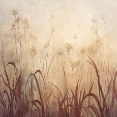 Boho stílusú, természetes, szepia színű fű mintás fotótapéta hálószoba vagy nappali falára
