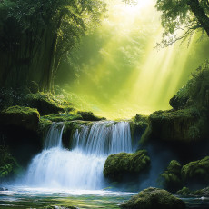 3D-s vízeséses fotótapéta erdővel, falra, hálószobába vagy nappaliba, 150x105 cm