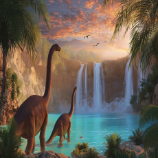 Fotófalikép kisfiúknak, dinoszauruszokkal, gyerekszobába, 150x105 cm