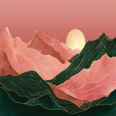 Art deco stílusú, absztrakt tájképes fotótapéta hálószoba vagy nappali falára, 150x105 cm