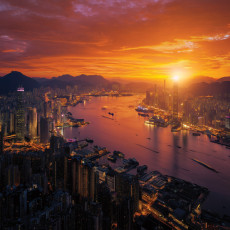 Fényképes tapéta: Hongkong éjszaka – hálószoba, nappali, flizelin hátterű tapéta,
