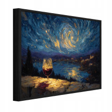 Fekete keretes vászonkép, absztrakt tájkép, hálószobába, 60x40